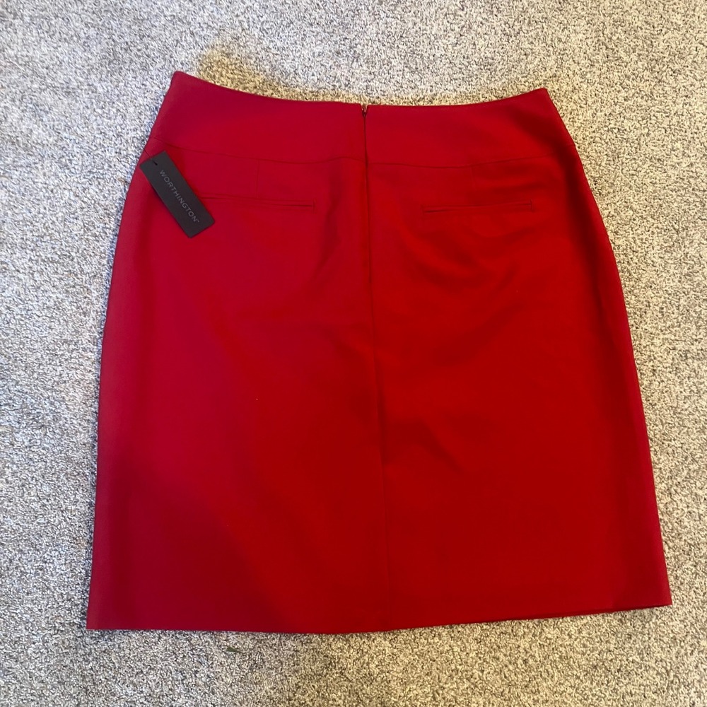 Worthington Womens Red Pencil Skirt Size 14 NWT Career Lined Wardrobe Basic - Picture 2 of 9